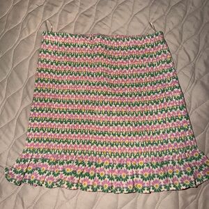 Zara Pink and Green Floral Mini Skirt